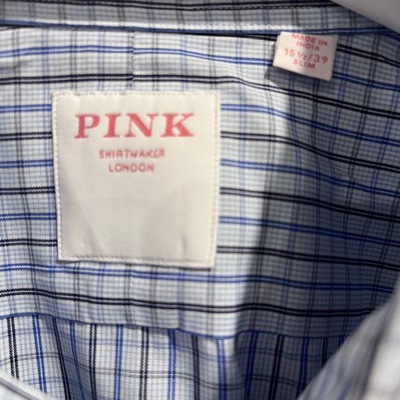 Thomas Pink men’s Blue Dress Shirt Classic Gingham size 15,5 # 120 - Picture 3 of 7